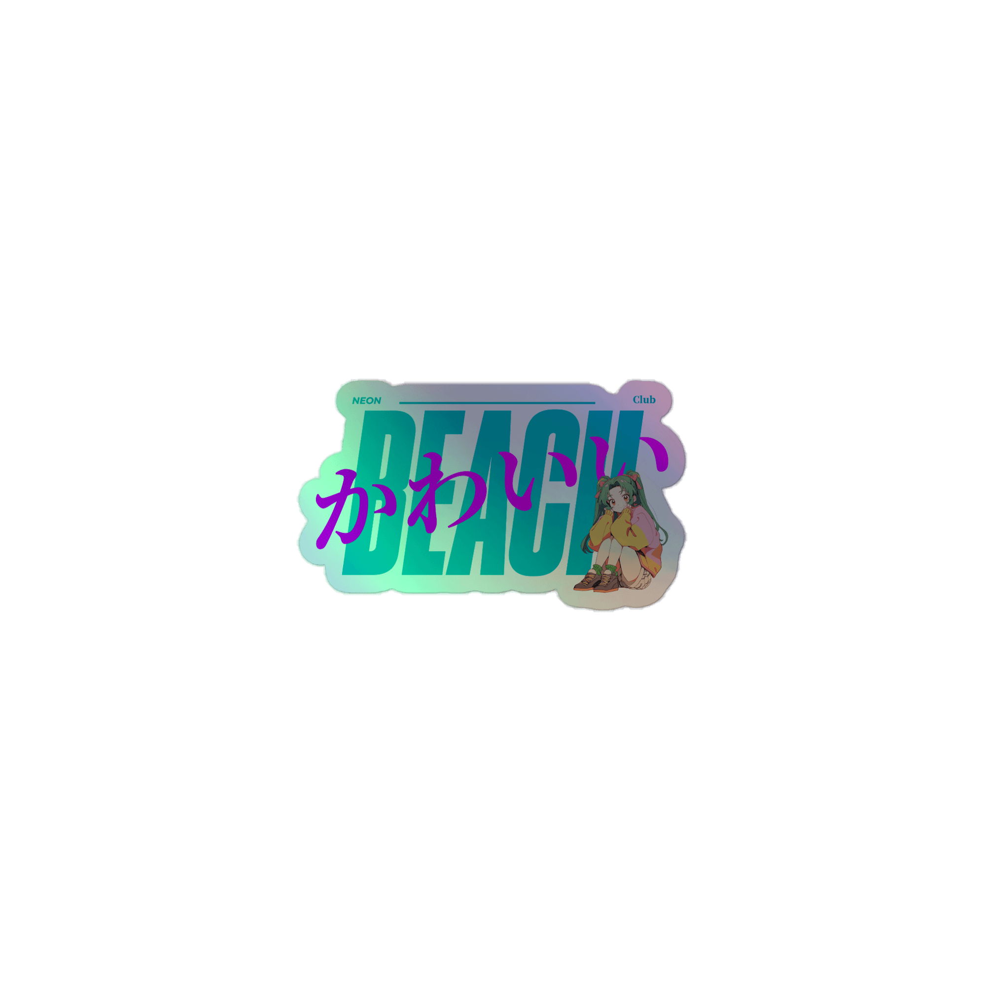 Neon Beach Club Holographic Sticker