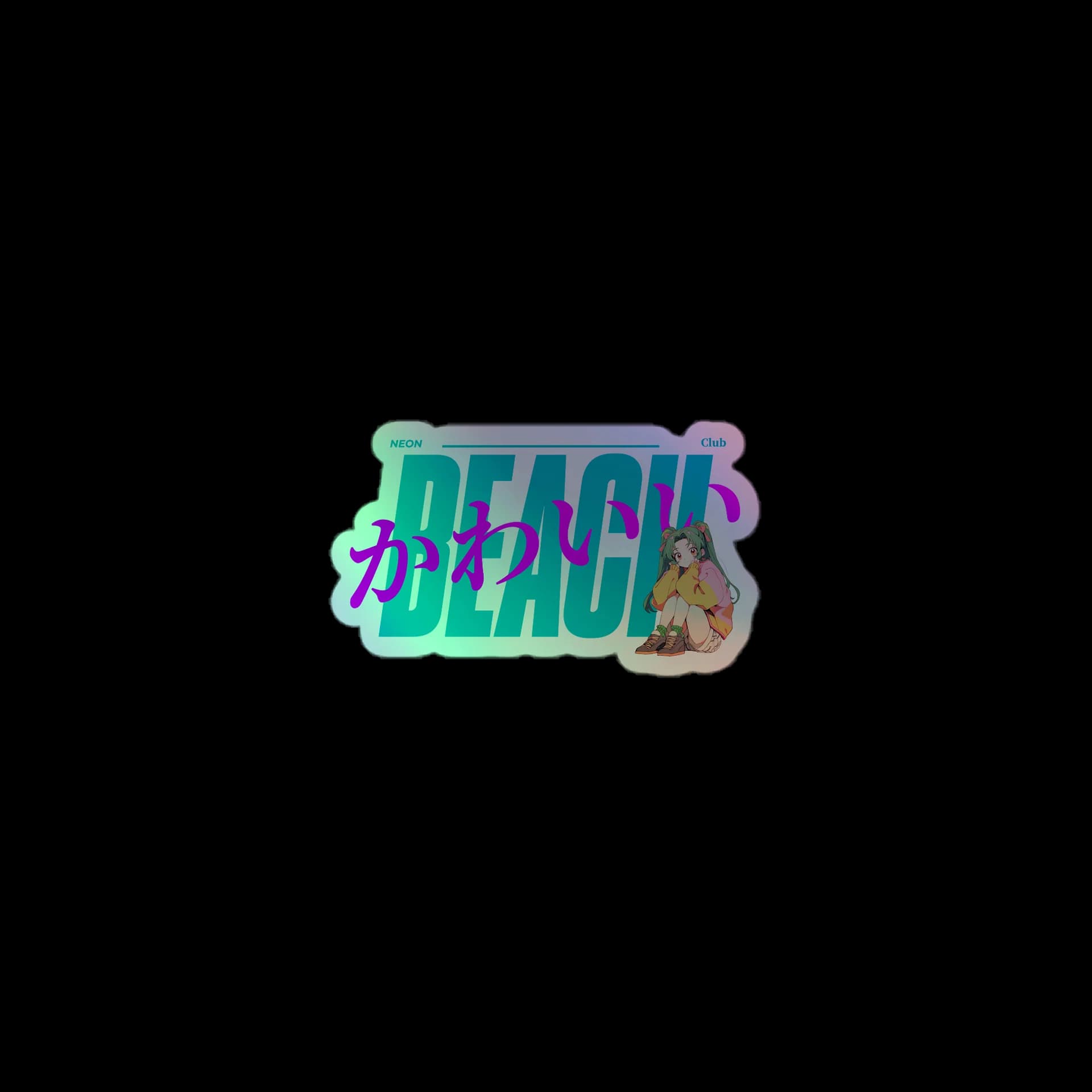 Neon Beach Club Holographic Sticker